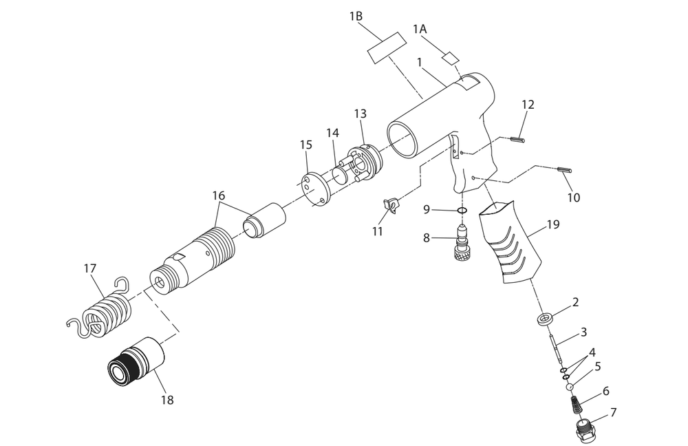 Page A Diagram and Parts List for 114GQC  Ingersoll Rand Hammer